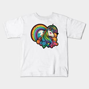 Groovy Psychedelic Unicorn Kids T-Shirt